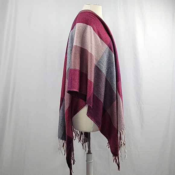 Woolrich Delphine Plum Plaid Open Wrap Poncho - Picture 3 of 10